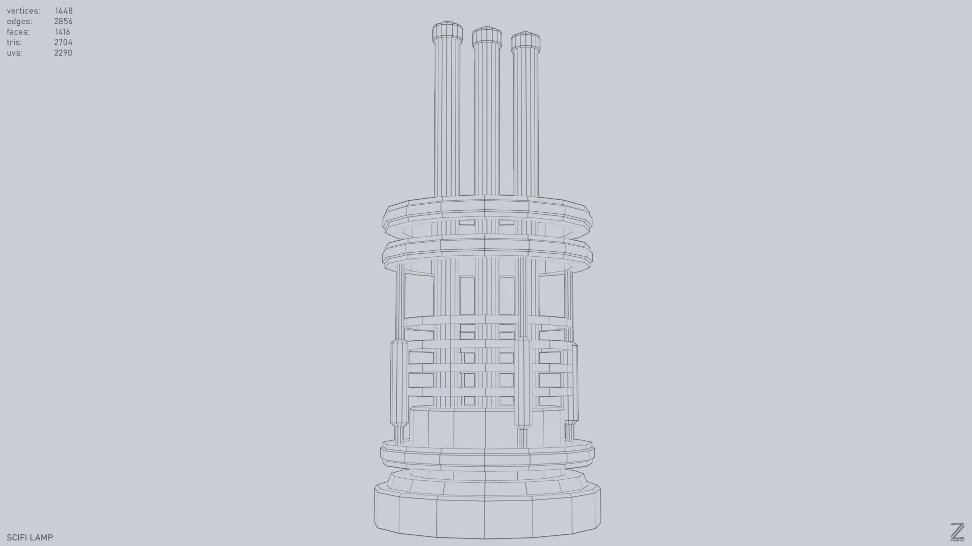 Sci fi lamp Low-poly 3D model_14