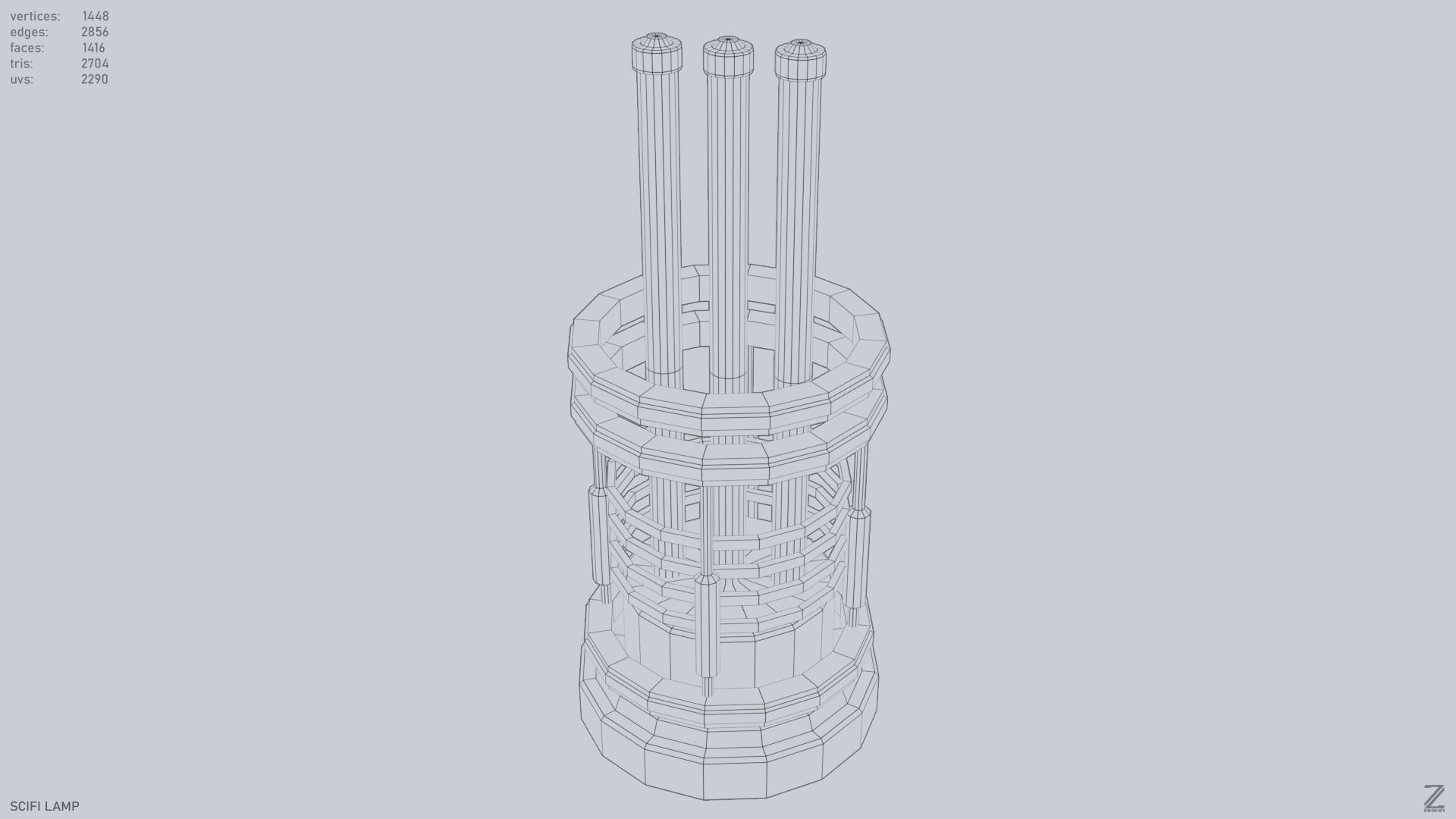 Sci fi lamp Low-poly 3D model_15