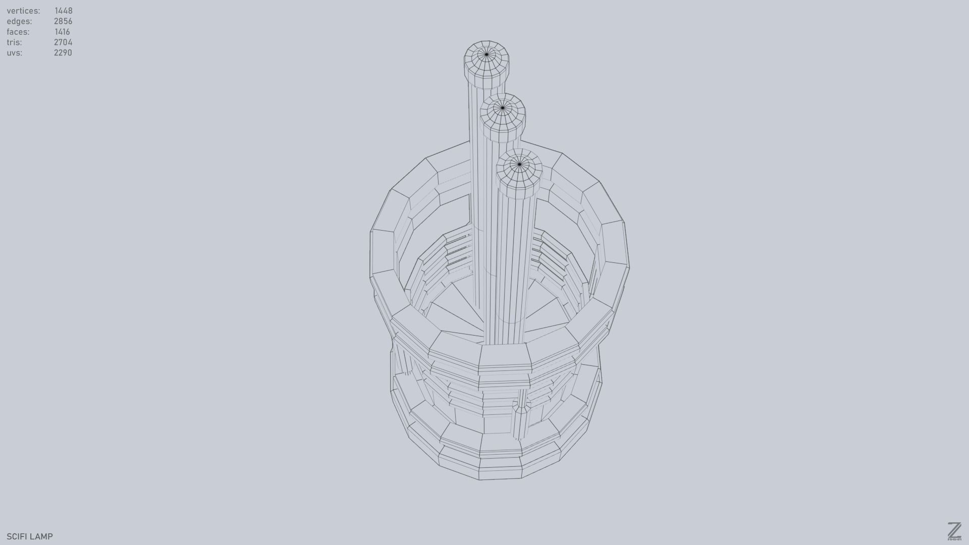 Sci fi lamp Low-poly 3D model_11