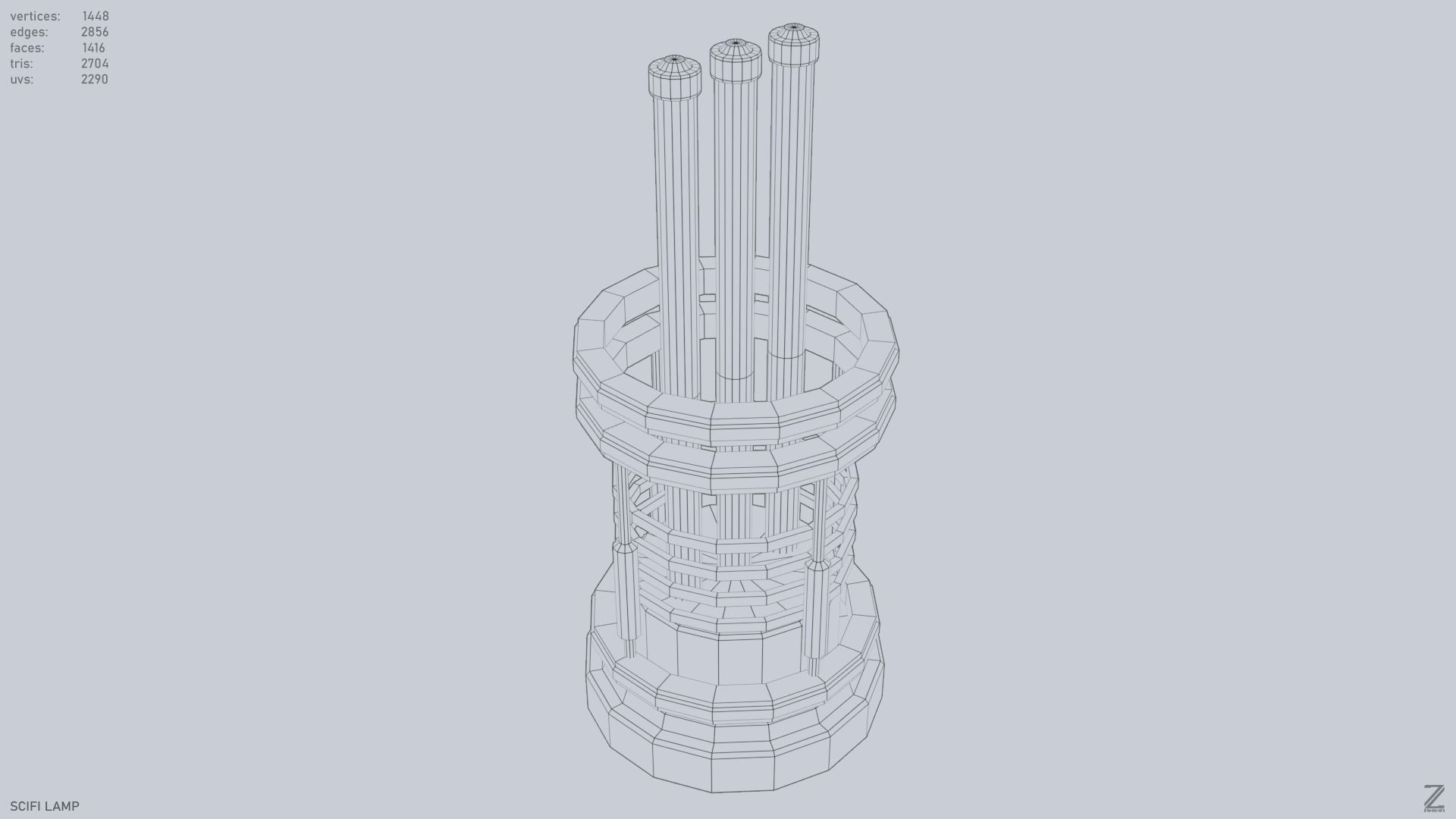 Sci fi lamp Low-poly 3D model_12