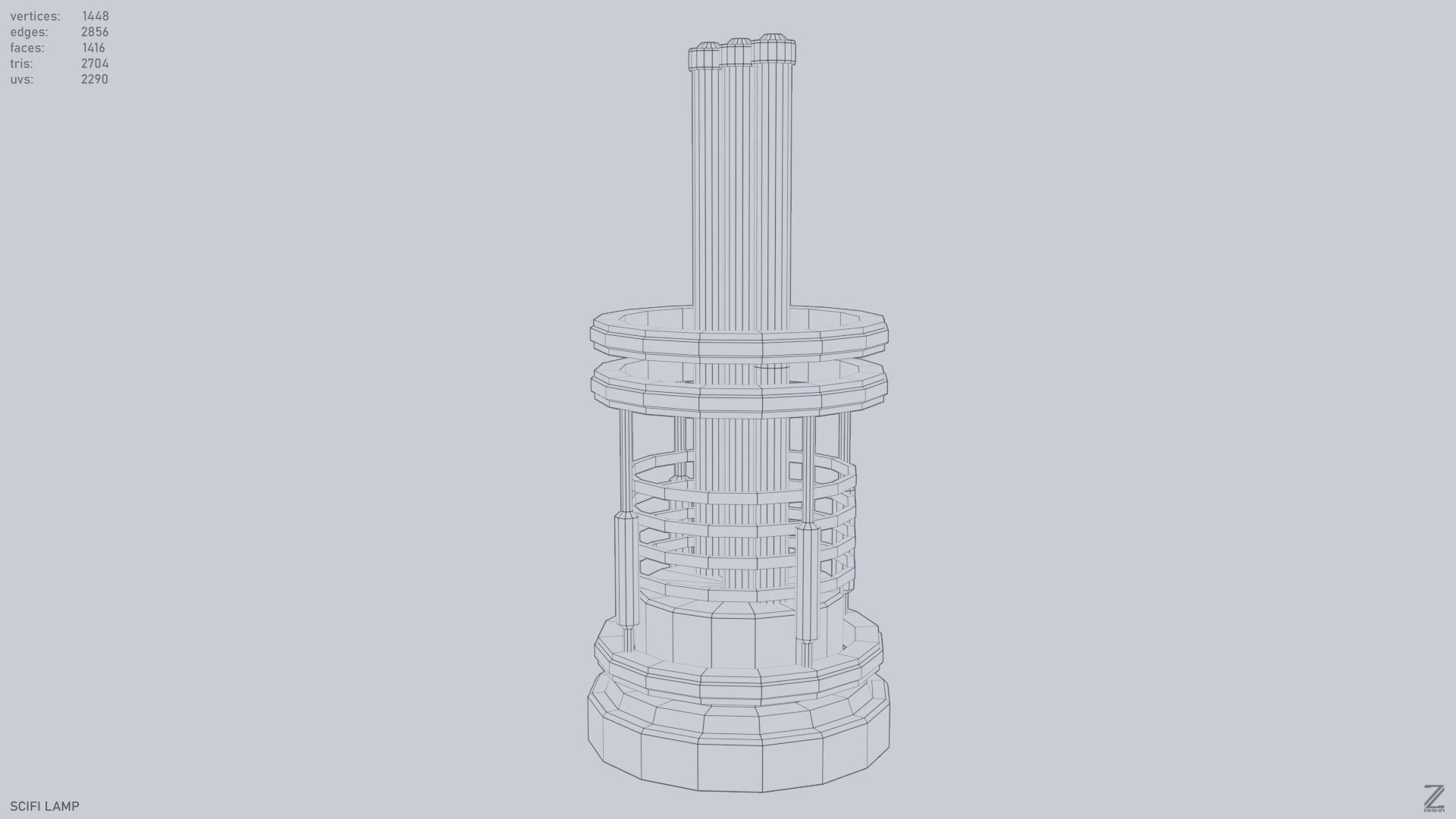 Sci fi lamp Low-poly 3D model_10