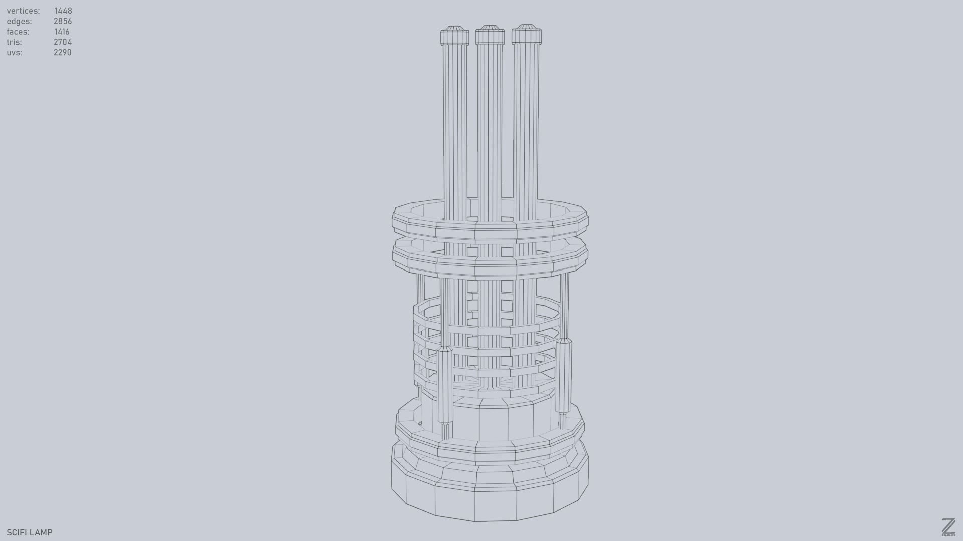 Sci fi lamp Low-poly 3D model_9