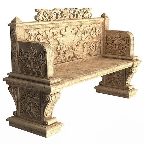 Stone Bench 04 Low-poly 3D model
