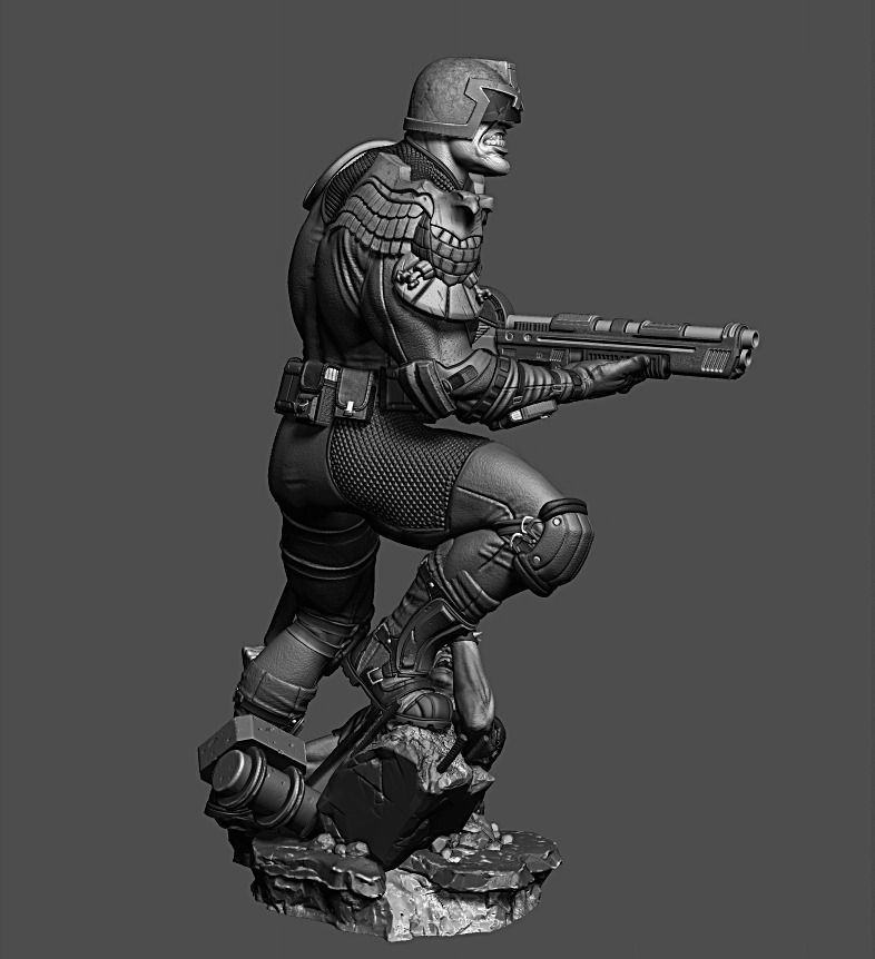 Judge dredd statue 3D print model_4