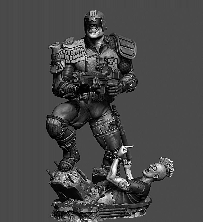 Judge dredd statue 3D print model_7