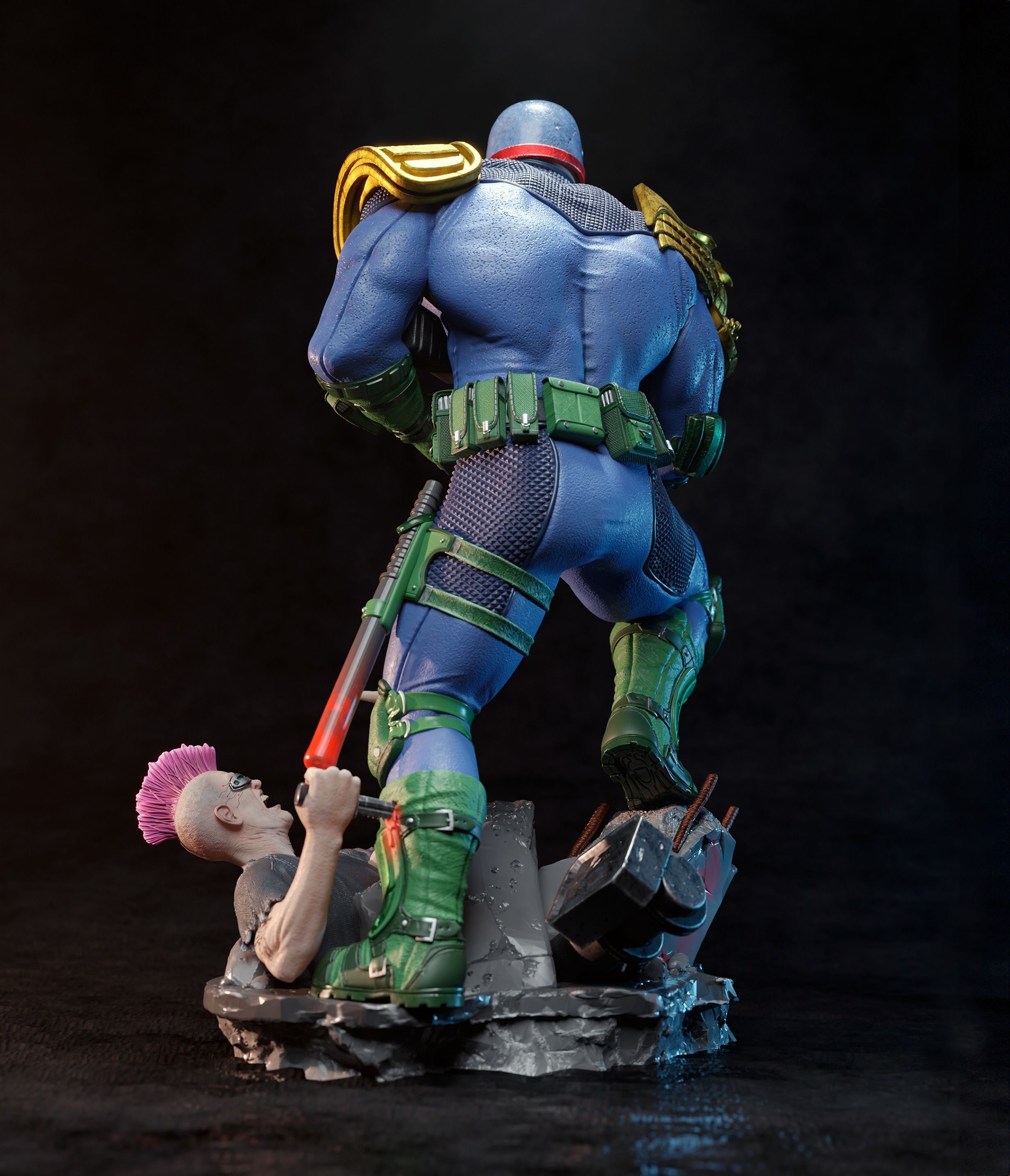 Judge dredd statue 3D print model_1