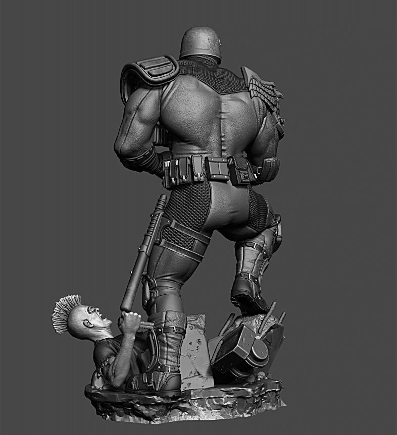 Judge dredd statue 3D print model_3