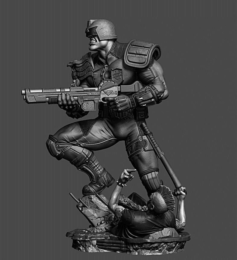 Judge dredd statue 3D print model_8