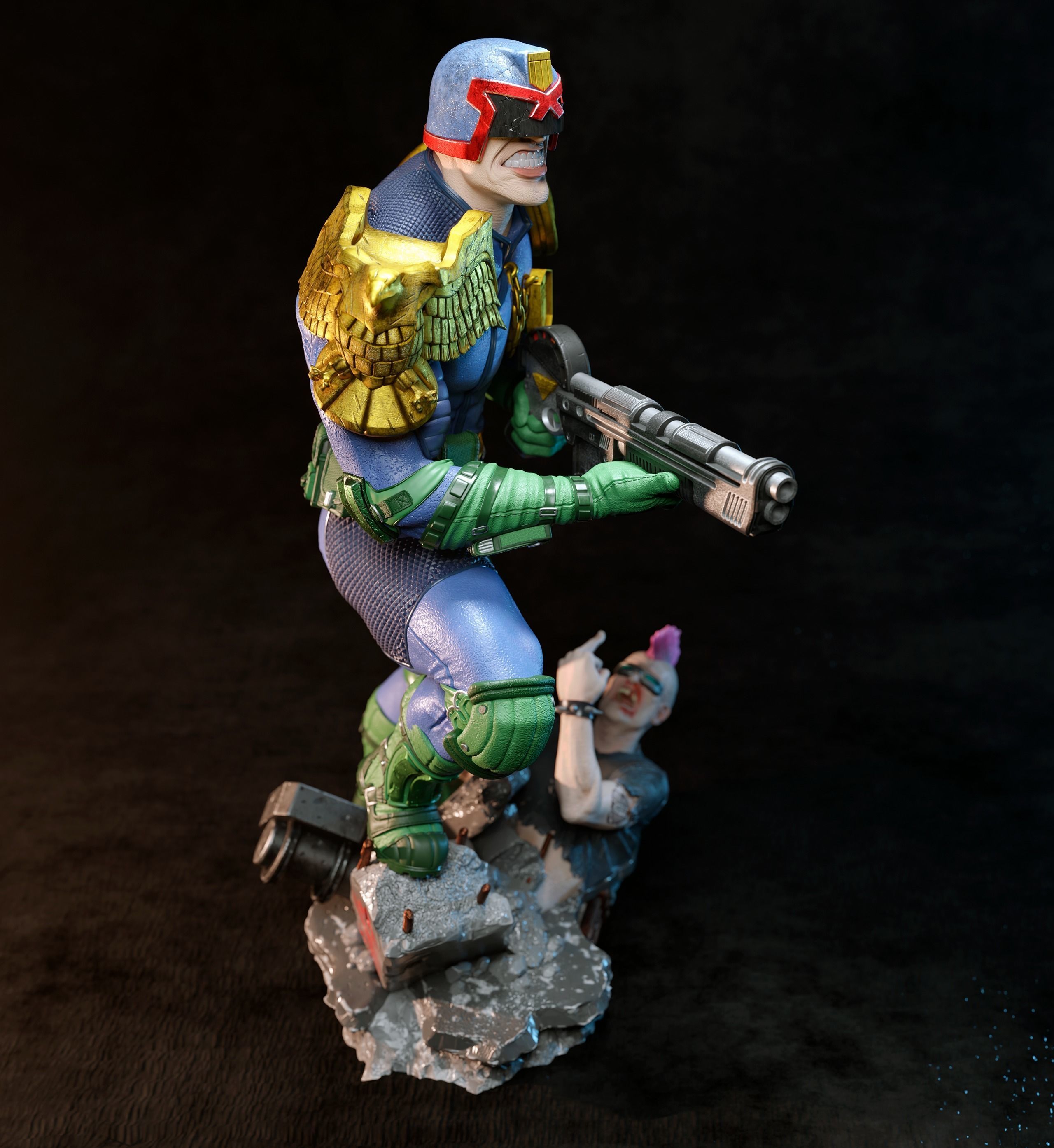 Judge dredd statue 3D print model_2
