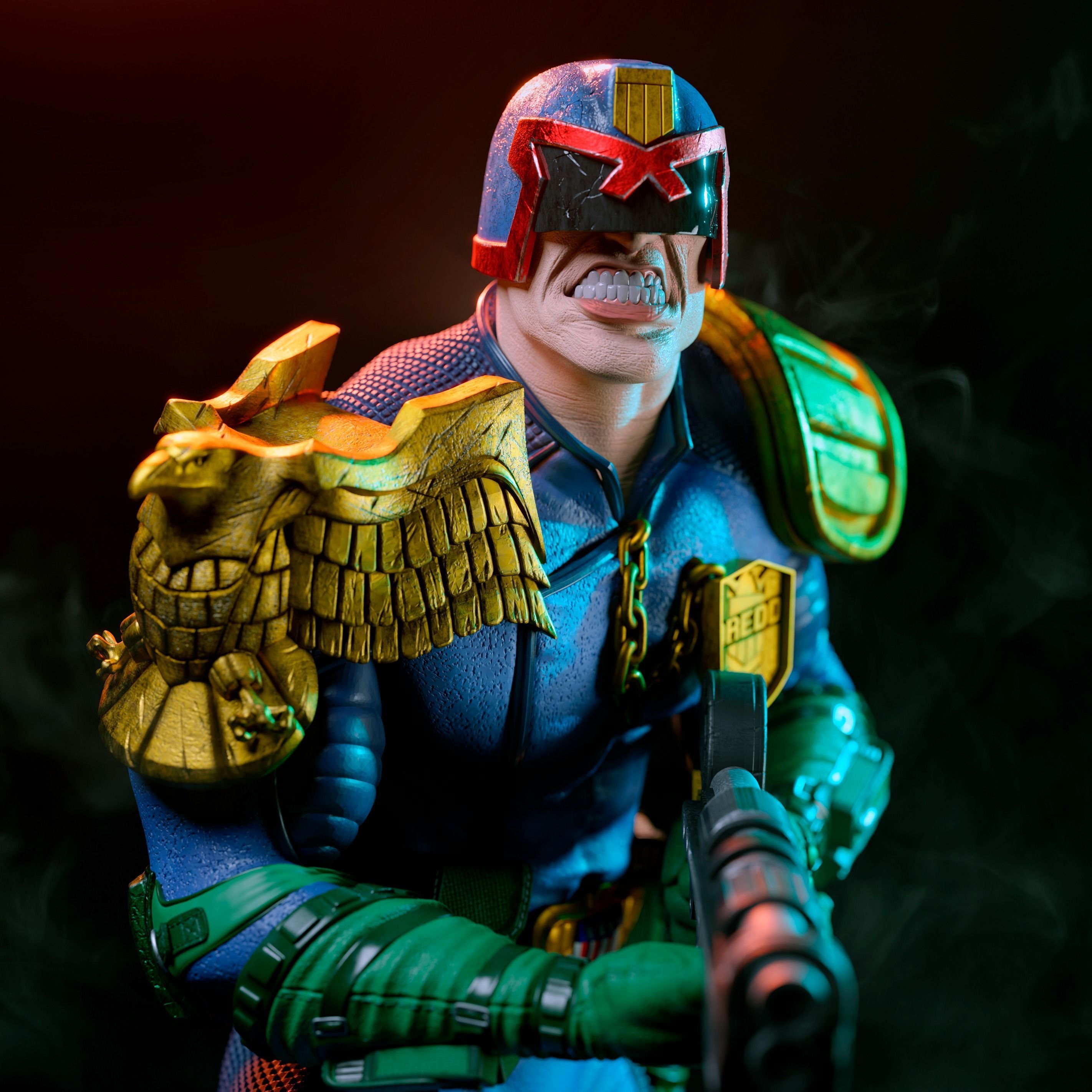 Judge dredd statue 3D print model_5