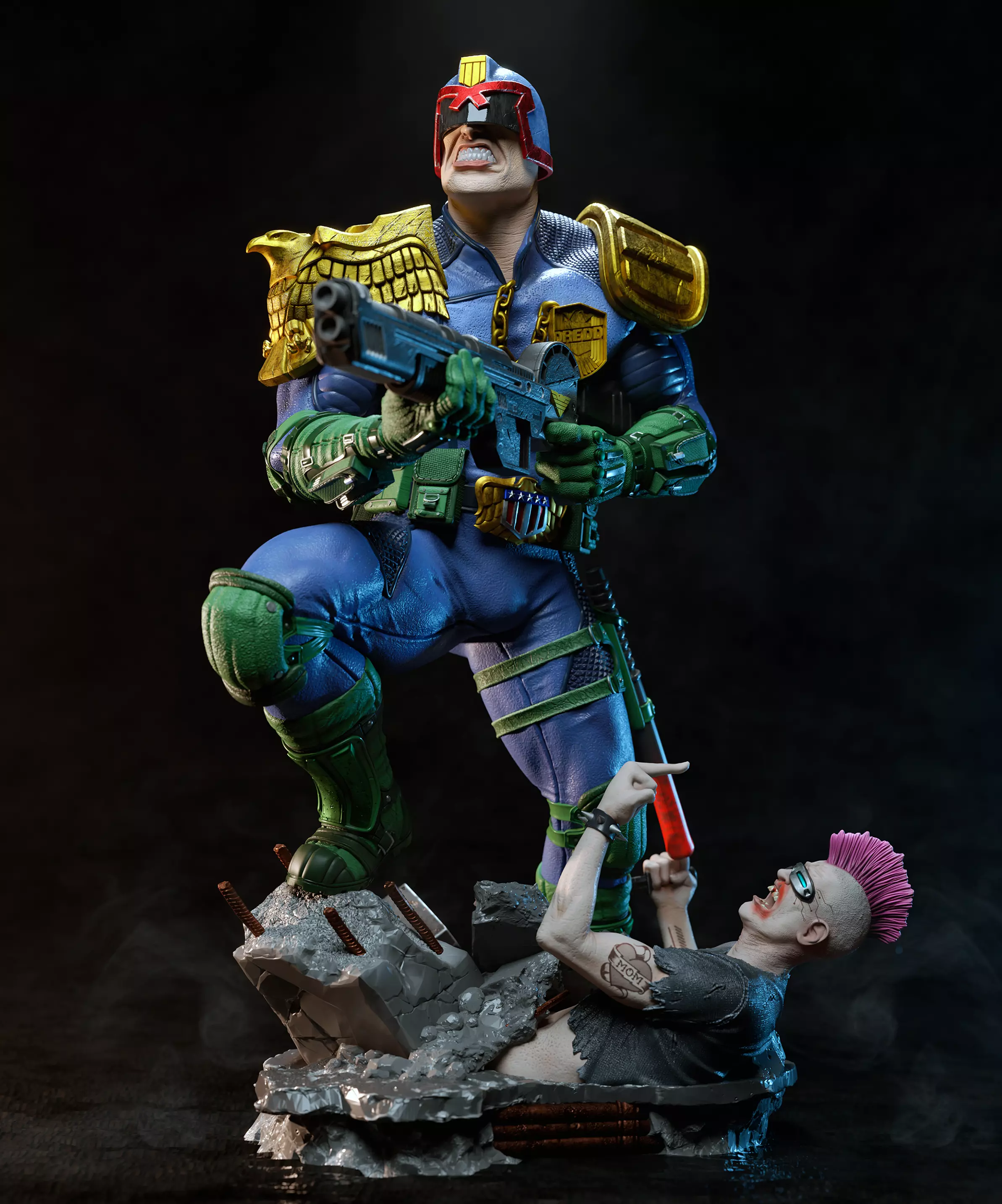 Judge dredd statue 3D print model_0