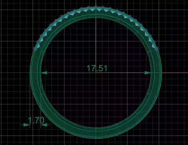 Wedding band with stones ready for 3D print