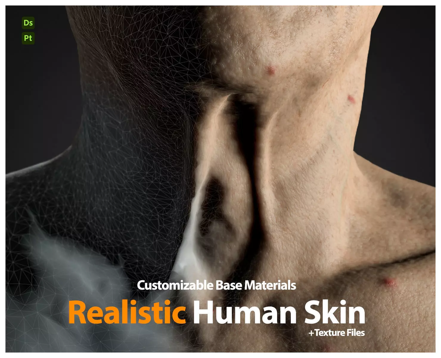 Base Material - Realistic Human Skin 3D model_0