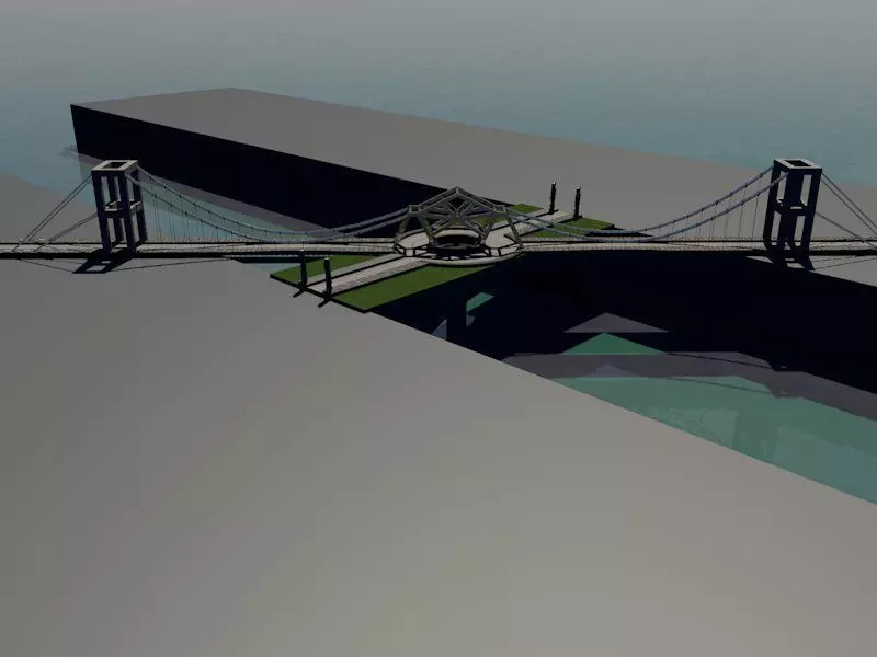 Bridge with roundabout 3D model_0