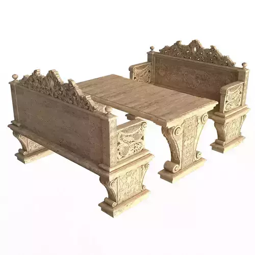 Stone Bench and Table 05