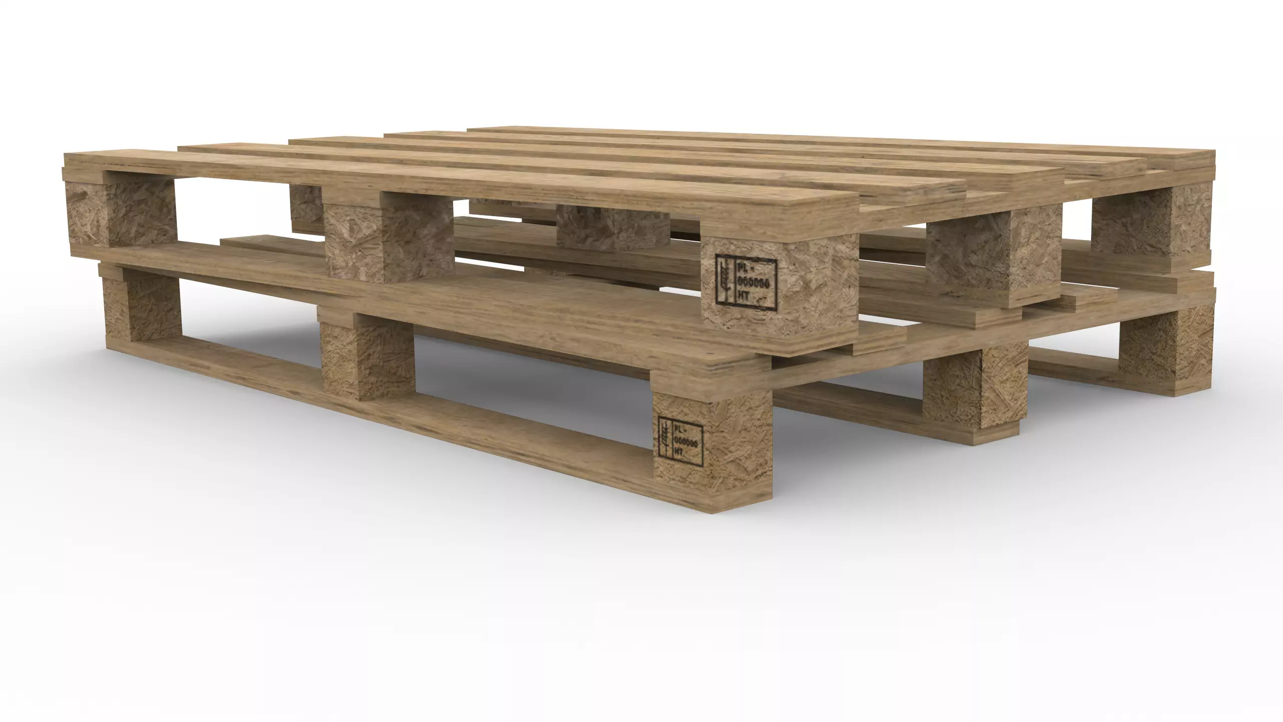 2 non-branded EUR-size pallets Low-poly 3D model