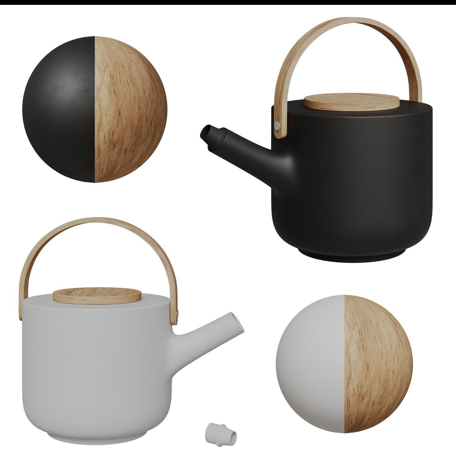 Stelton Theo Teapot with cups 3D model_1