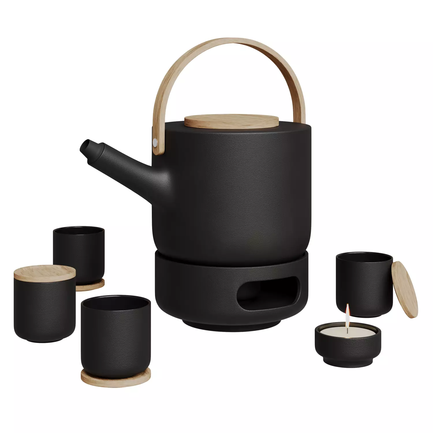 Stelton Theo Teapot with cups 3D model_0
