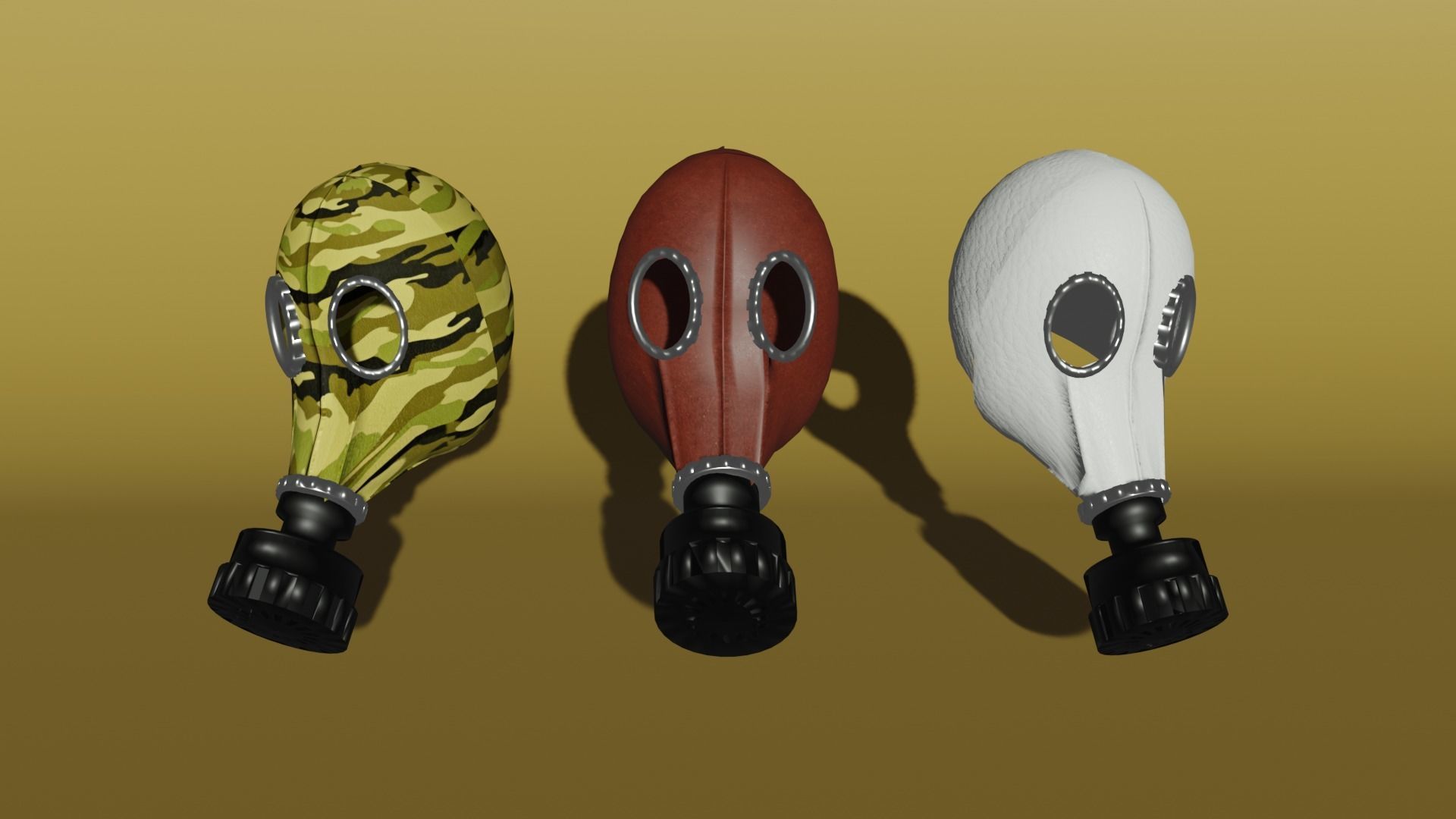gas mask Low-poly 3D model_1