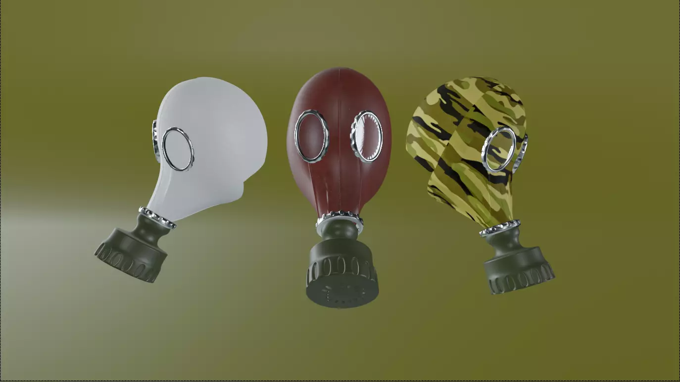 gas mask Low-poly 3D model_0