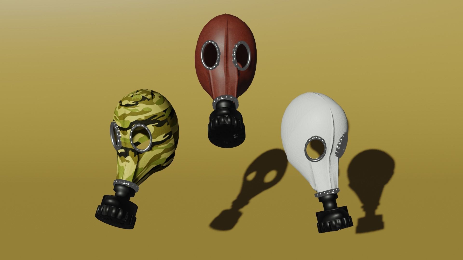 gas mask Low-poly 3D model_7