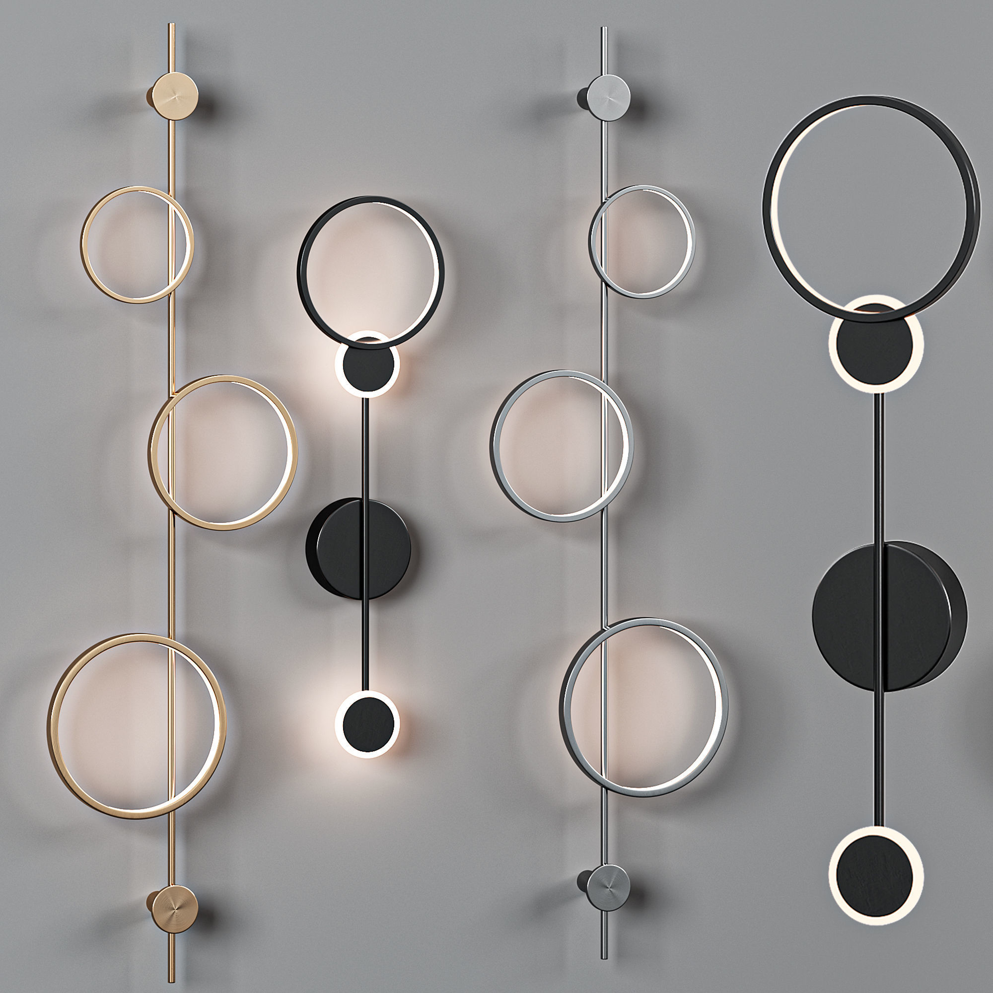 Molecular Circle wall lamp 3D model_6