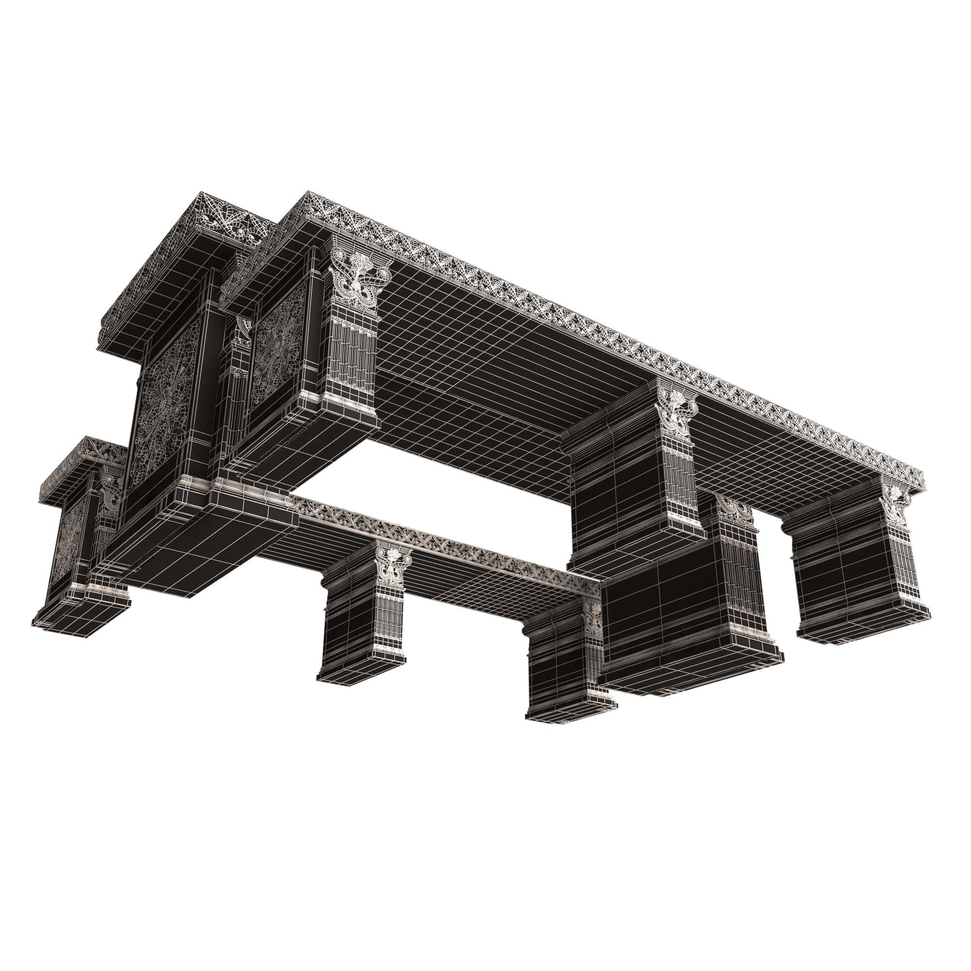 Stone Bench and Table Collection Low-poly 3D model_38