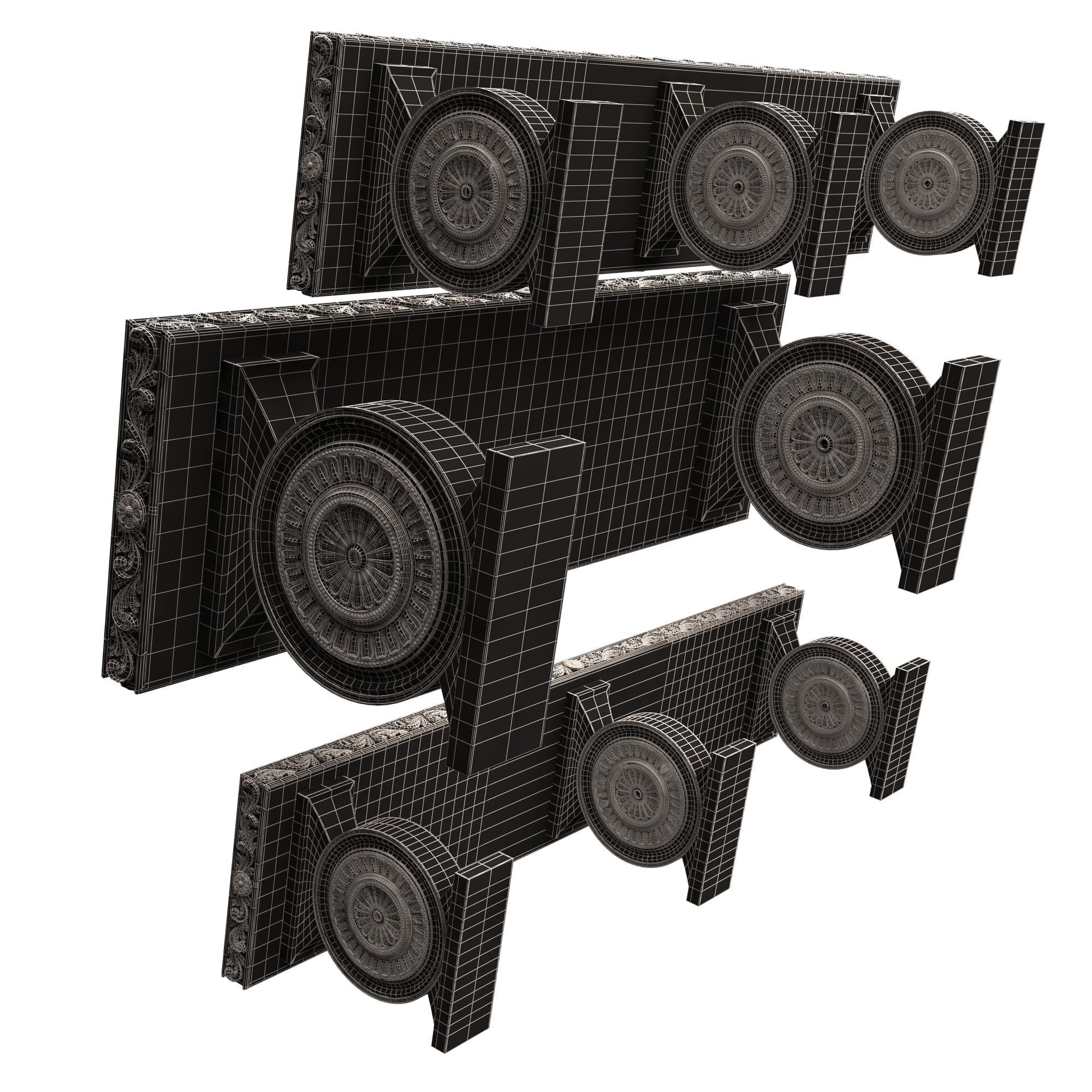 Stone Bench and Table Collection Low-poly 3D model_36