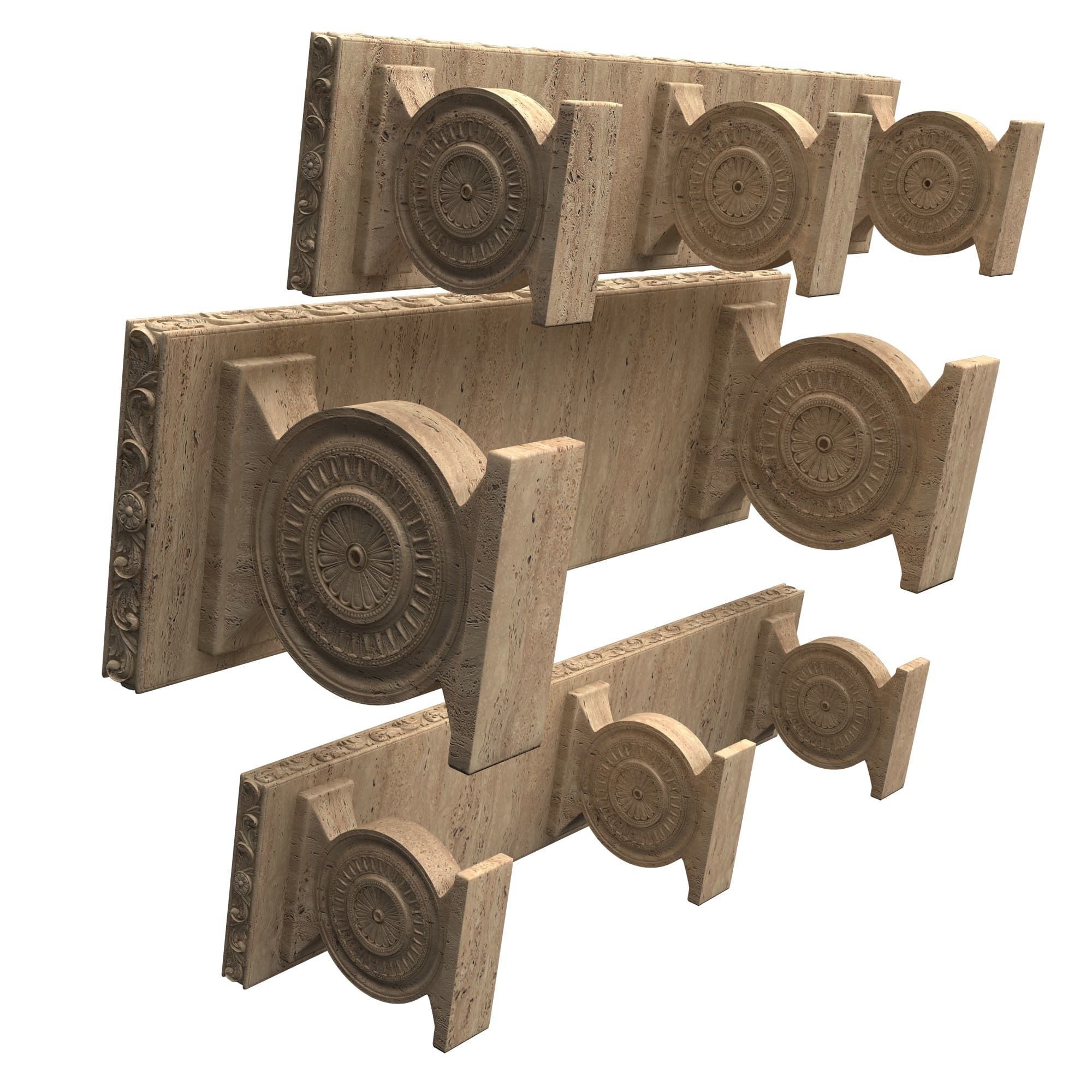 Stone Bench and Table Collection Low-poly 3D model_4