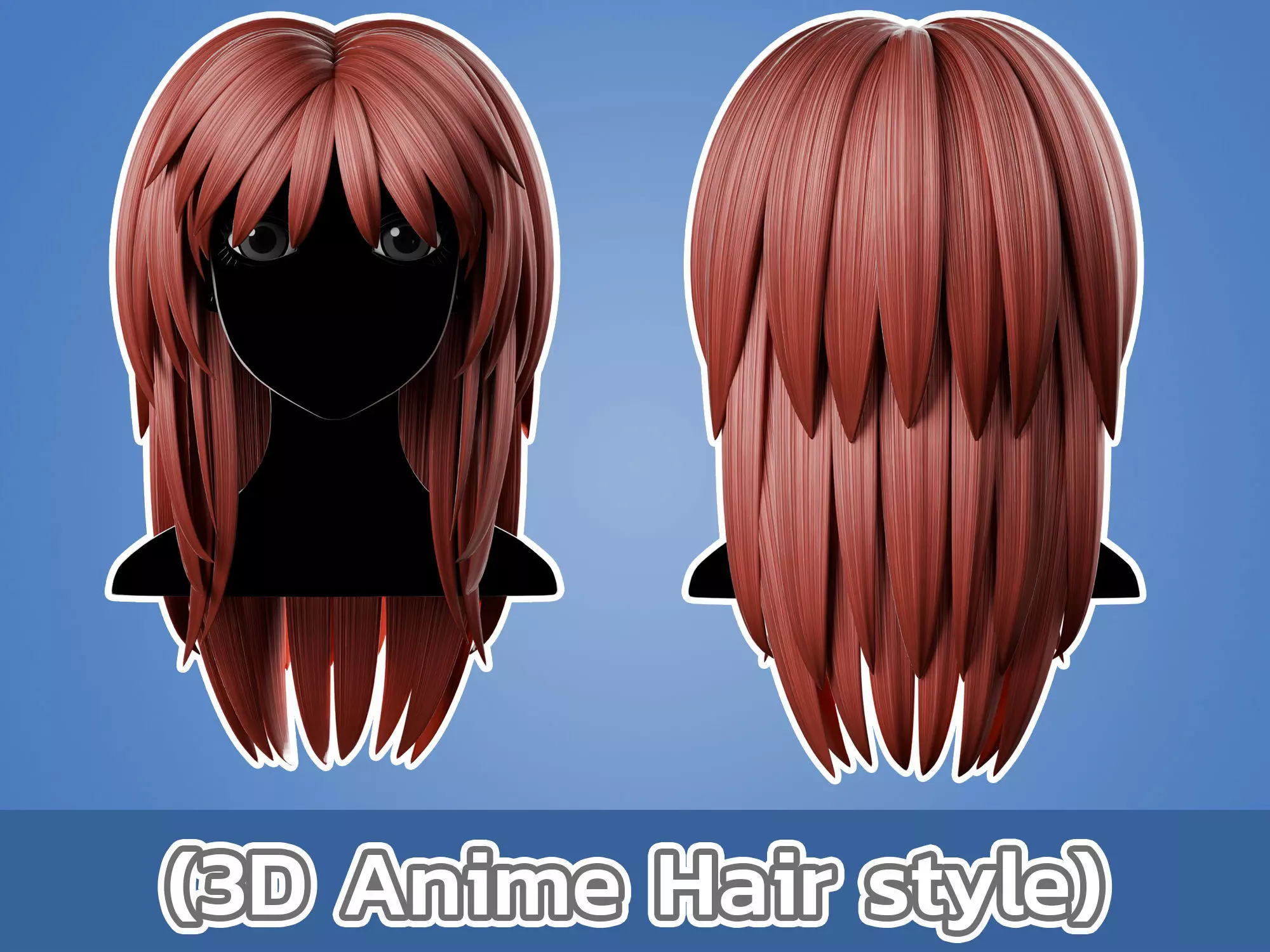 Anime hair style 25 Low-poly 3D model