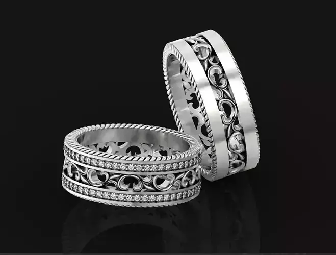 Wedding Band wide patterne  1066