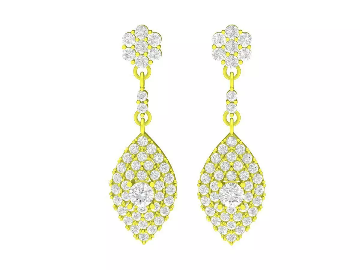 A5451 Luxury Diamond Drop Earrings 3D print model