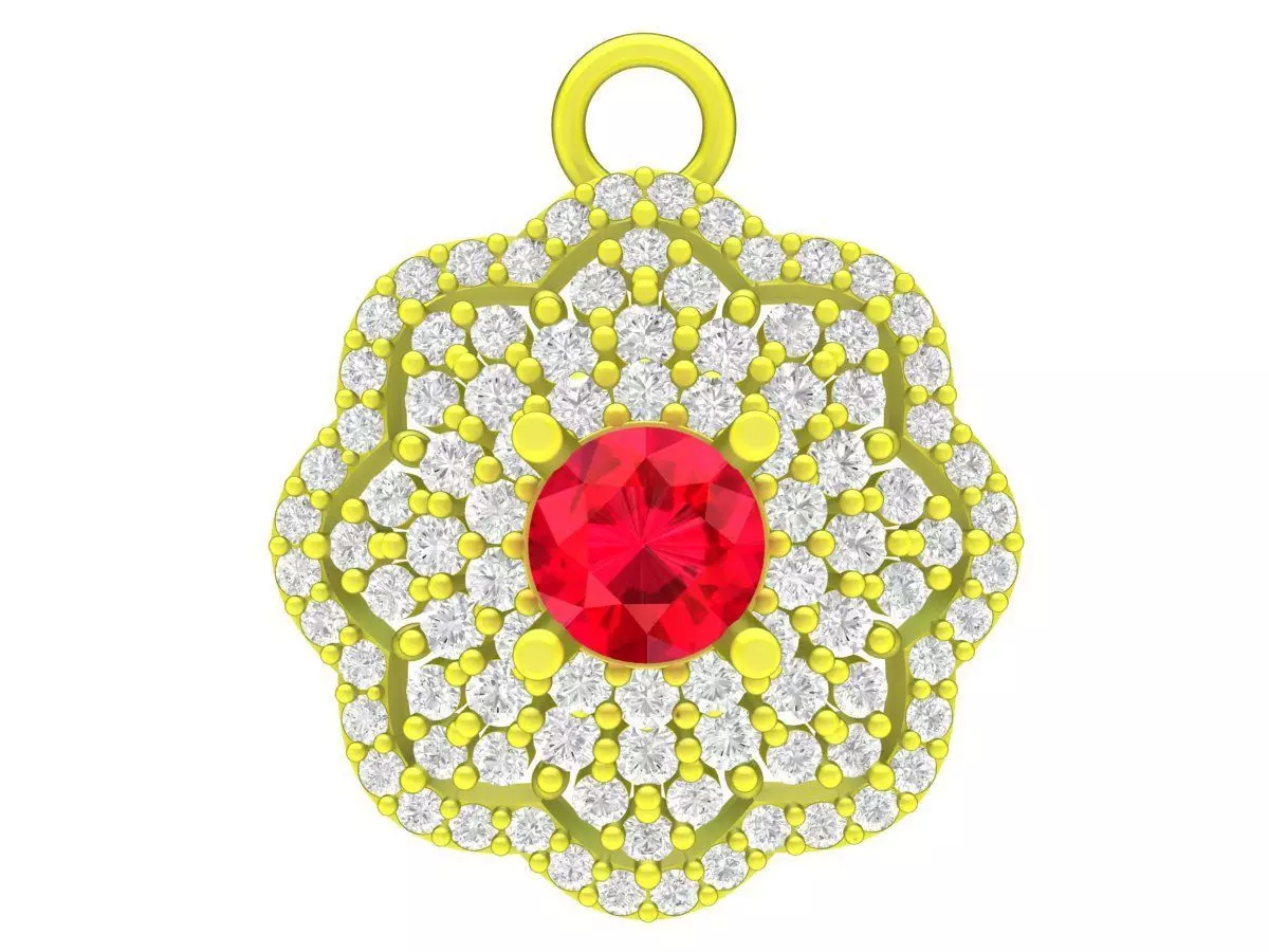 A5453 Luxury Diamond Flower Women Pendant 3D print model