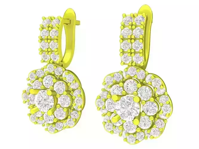 A5641 Flower Diamond Hoop Women Earrings