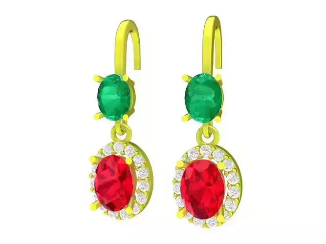A5658 Oval Diamond Drop Earrings