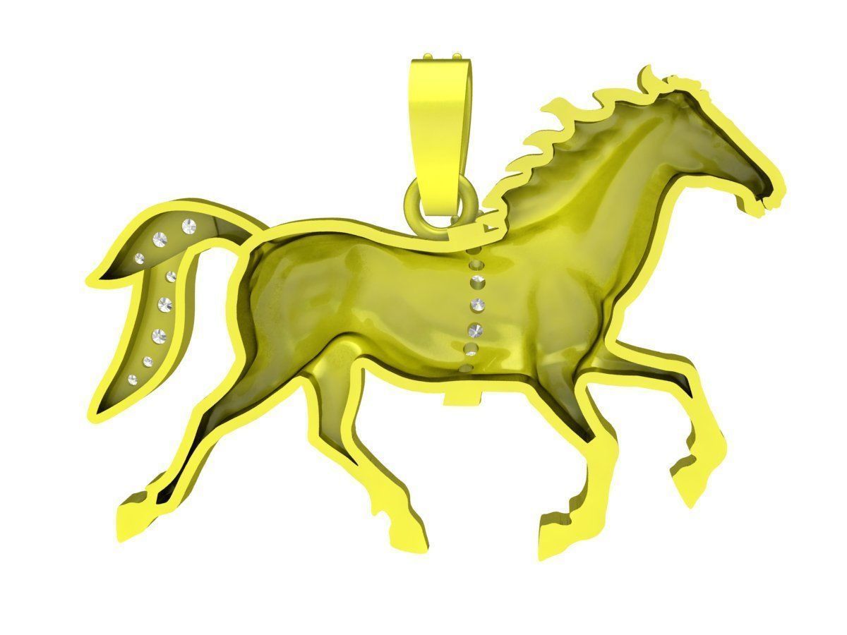 4693 diamond horse pendant 3D print model_4