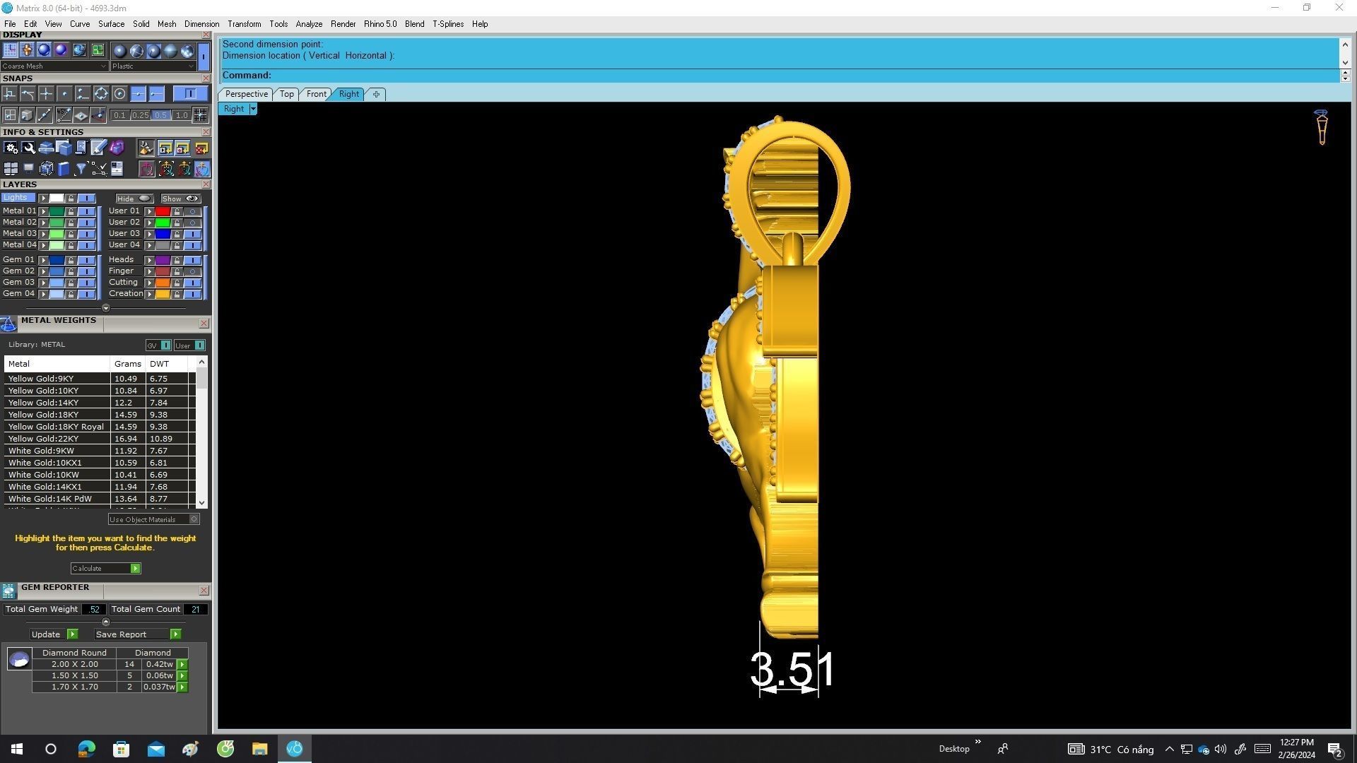 4693 diamond horse pendant 3D print model_7