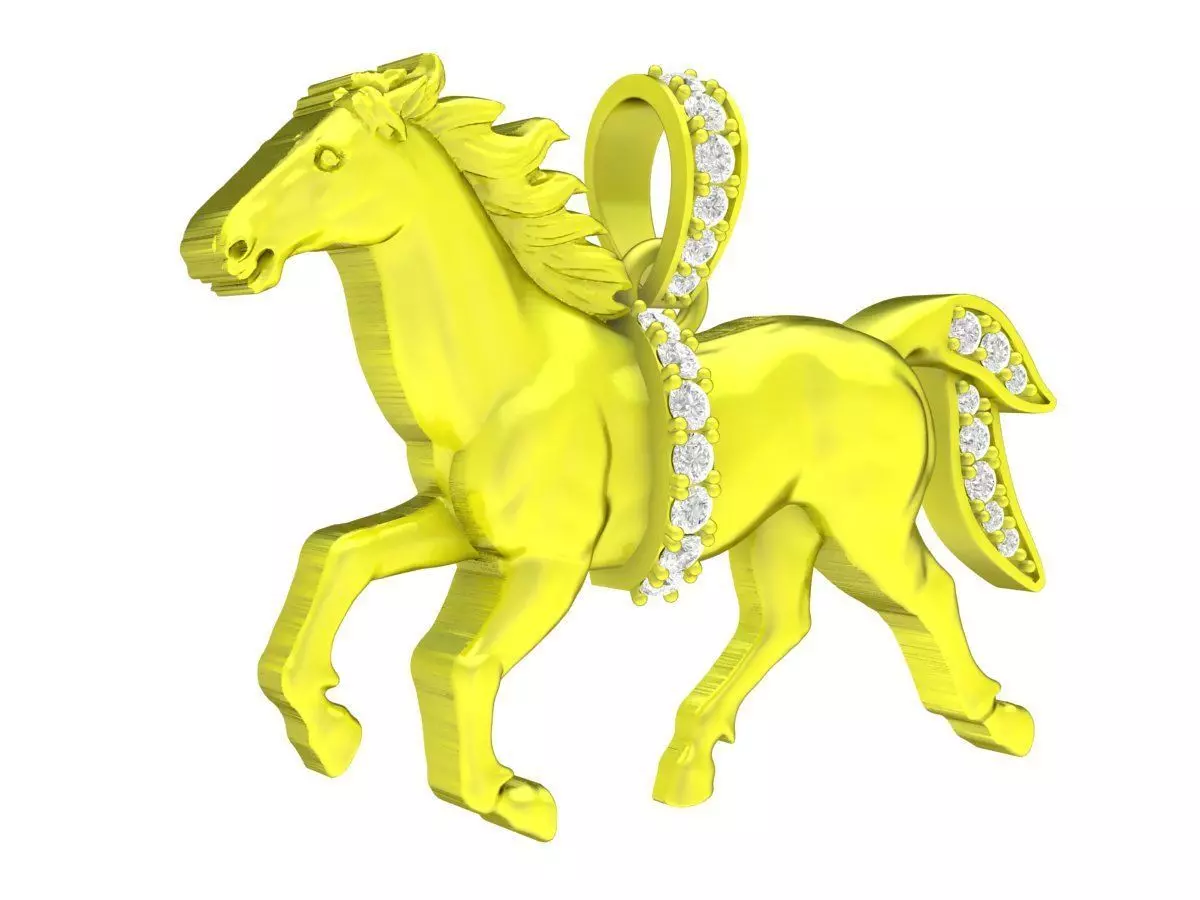 4693 diamond horse pendant 3D print model_0