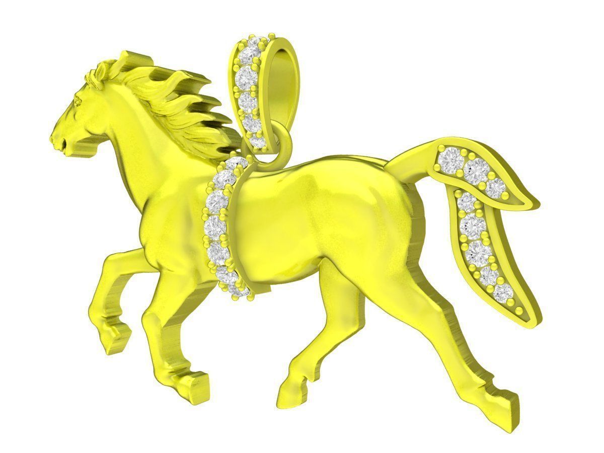 4693 diamond horse pendant 3D print model_2