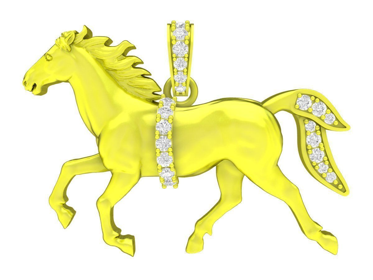 4693 diamond horse pendant 3D print model_1