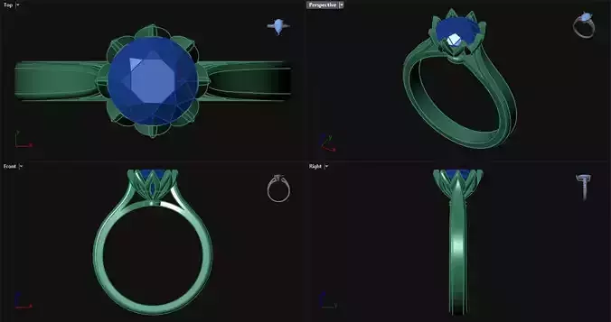 1ct Diamond Flower Engagement Ring 