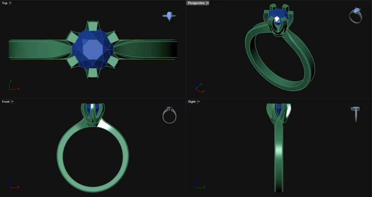 6 Prong Diamond Round Engagement Ring  3D print model_0