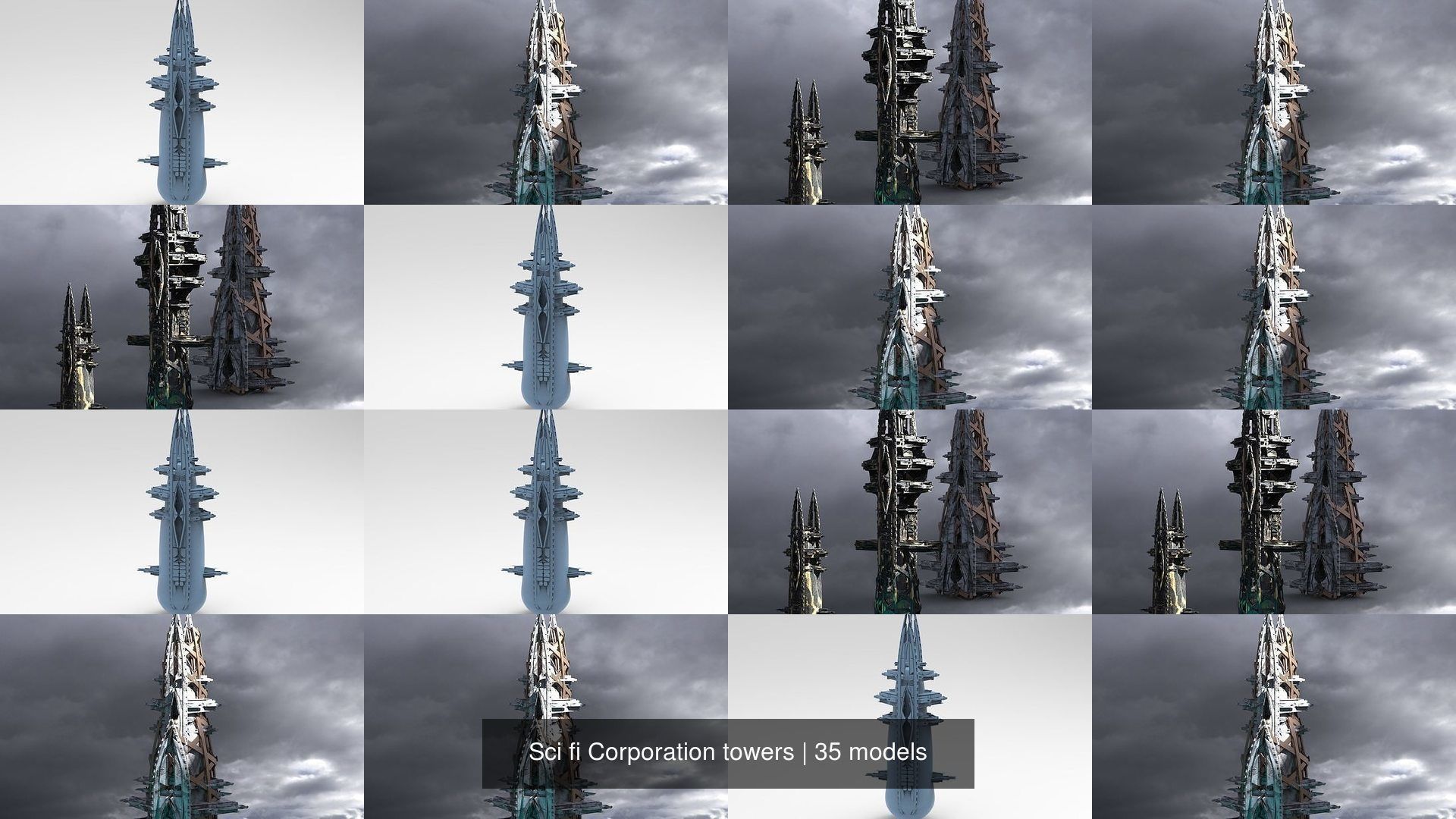 Sci fi Corporation towers 3D Model Collection_4