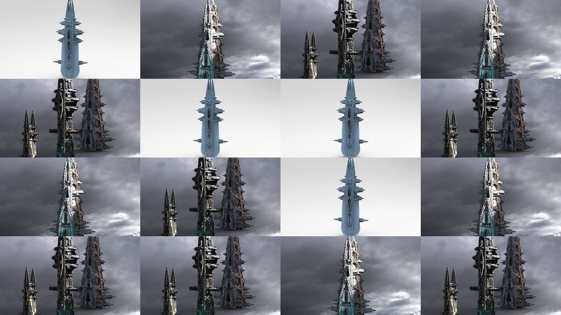 Sci fi Corporation towers 3D Model Collection_3