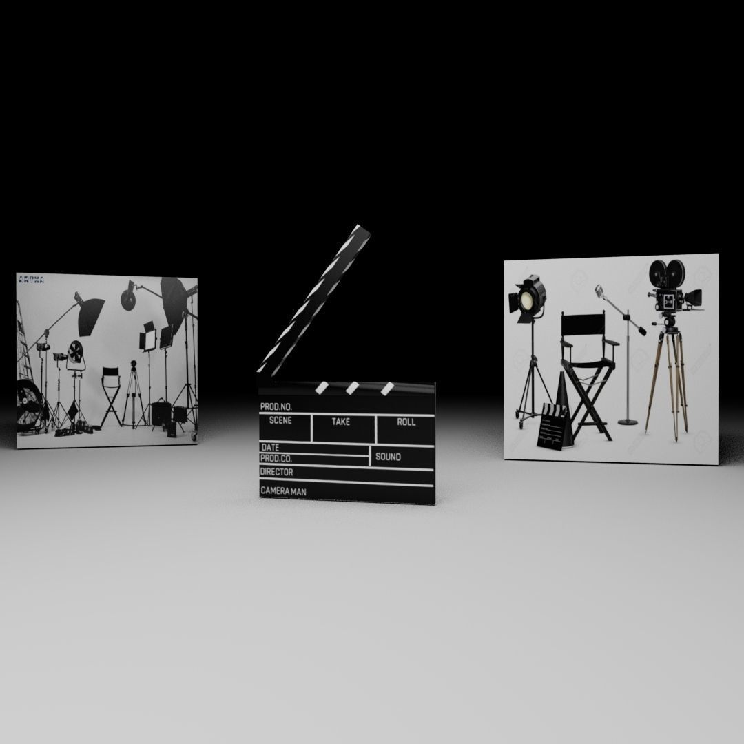 clapperboard Low-poly 3D model_2