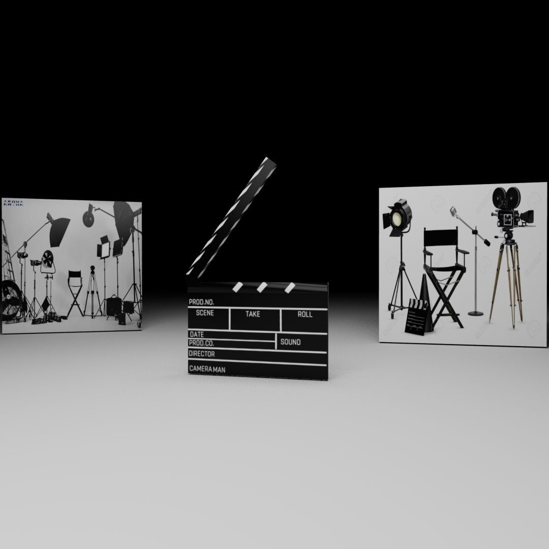 clapperboard Low-poly 3D model_3