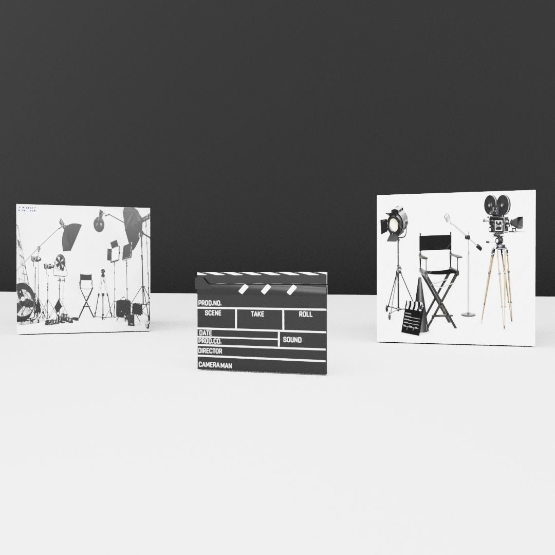 clapperboard Low-poly 3D model_12
