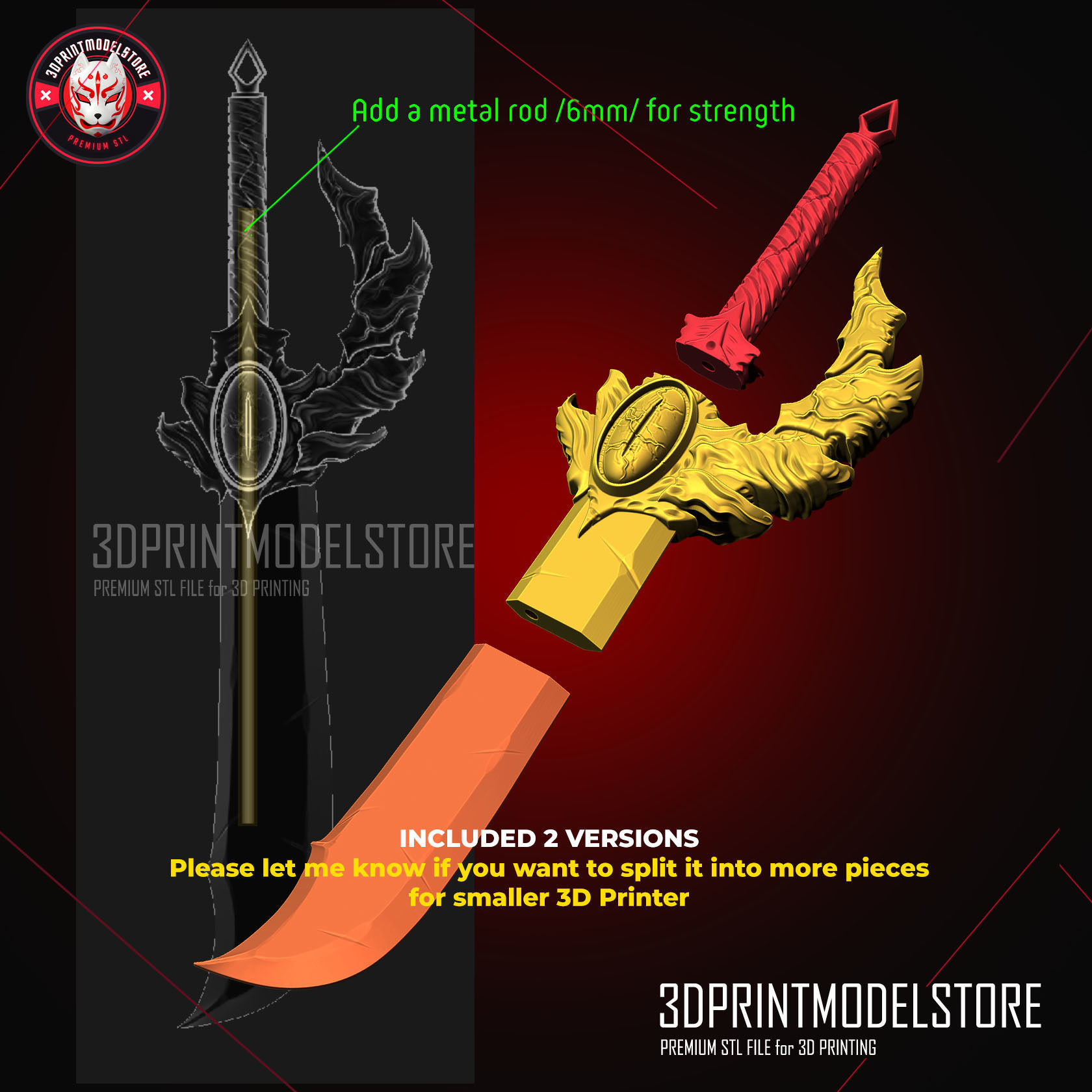 Solo Leveling Dagger Weapon Cosplay - Demon King Knife  3D print model_4