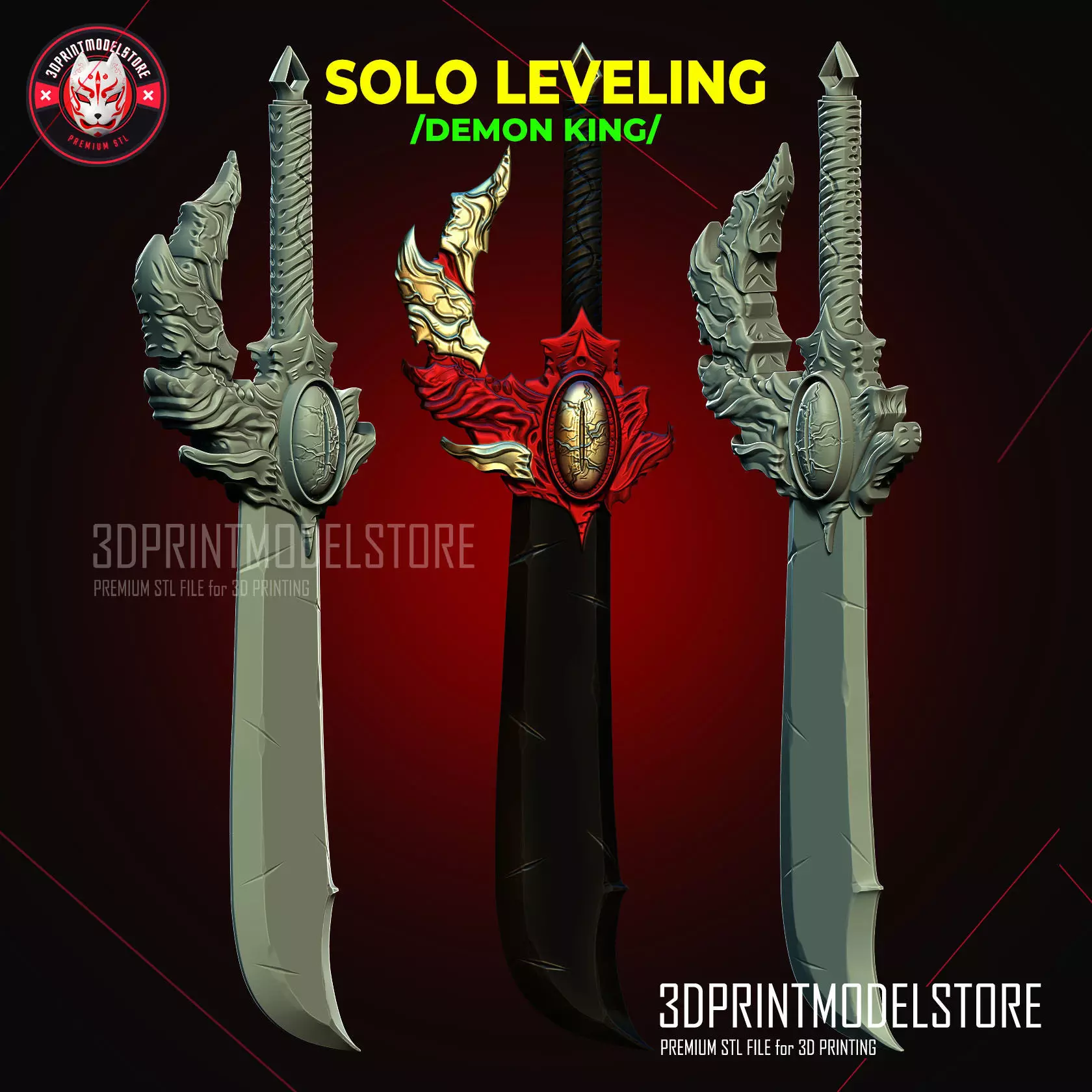 Solo Leveling Dagger Weapon Cosplay - Demon King Knife  3D print model_0