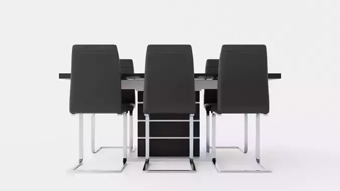 Machan Food Group 140 Cm With 6remus Chair Black And White